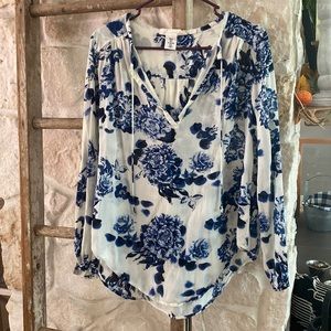 Blue and white blouse